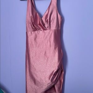 Pink Mini Dress with V-Neck and Empire Waist
